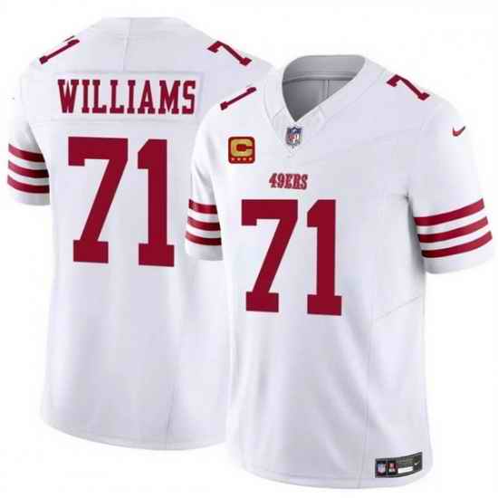 Men San Francisco 49ers 71 Trent Williams White 2025 F U S E  With 4 Star C Patch Vapor Untouchable Limited Stitched Football Jersey
