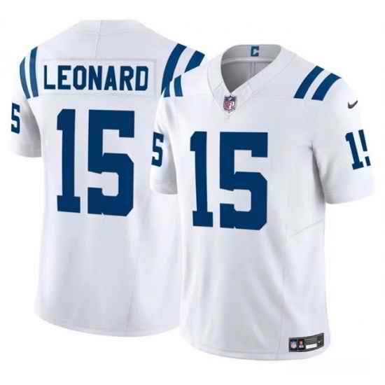 Men Indianapolis Colts 15 Riley Leonard White 2025 F U S E  Vapor Limited Stitched Football Jersey