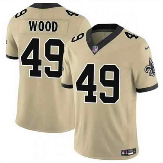 Men New Orleans Saints 49 Zach Wood Gold 2025 F U S E  Alternate Vapor Limited Stitched Football Jersey