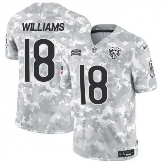 Men Chicago Bears 18 Caleb Williams 2024 F U S E Arctic Camo Salute To Service Limited Stitched Football Jersey