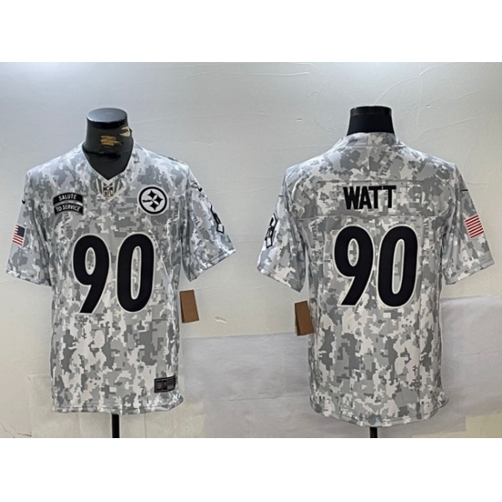 Men Pittsburgh Steelers 90 T  J  Watt 2024 F U S E Arctic Camo Salute To Service Limited Stitched Football Jersey