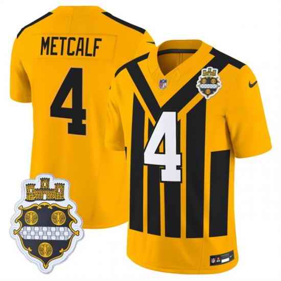 Men Pittsburgh Steelers 4 DK Metcalf Gold 1933 F U S E  Throwback Alternate Football Stitched Football Jersey