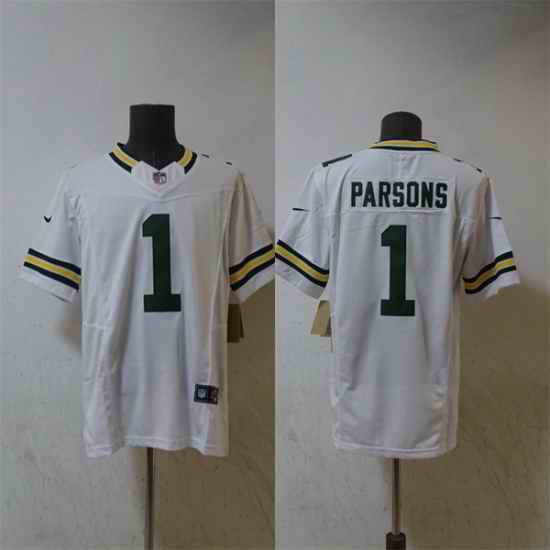 Men Green Bay Packers 1 Micah Parsons White Vapor 2025 F U S E  Limited Stitched Football Jersey
