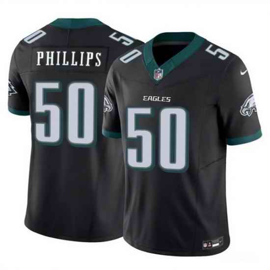 Men Philadelphia Eagles 50 Jaelan Phillips Black 2025 F U S E  Vapor Untouchable Limited Throwback Stitched Football Jersey