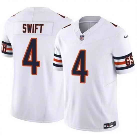 Men Chicago Bears 4 D 27Andre Swift White 2025 F U S E  Vapor Untouchable Limited Stitched Football Jersey