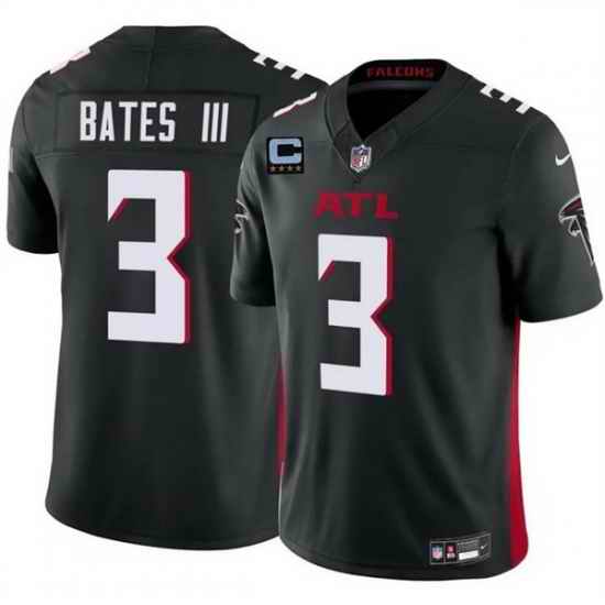 Men Atlanta Falcons 3 Jesse Bates III Black 2025 F U S E With 4 Star C Patch Vapor Untouchable Limited Stitched Football Jersey