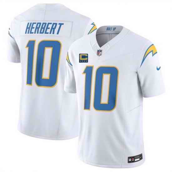 Men Los Angeles Chargers 10 Justin Herbert White 2025 F U S E With 4 Star C Patch Vapor Limited Stitched Football Jersey