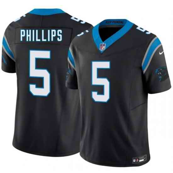 Men Carolina Panthers  5 Jaelan Phillips Black 2025 F U S E  Vapor Limited Stitched Football Jersey