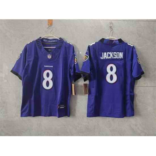 Women Baltimore Ravens  8 Lamar Jackson Purple F U S E  Vapor Football Jersey