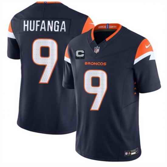 Men Denver Broncos 12 RJ Harvey Navy 2025 F U S E  With 1 Star C Patch Vapor Limited Stitched Football Jersey