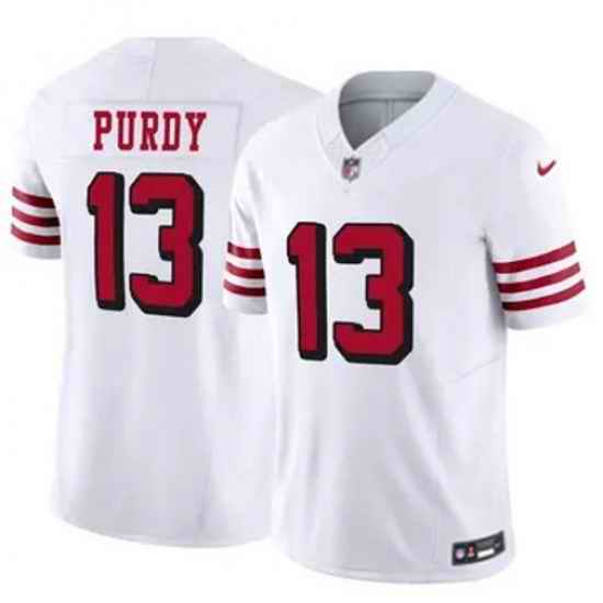 Men San Francisco 49ers #13 Brock Purdy White Throwback Stitched Jersey
