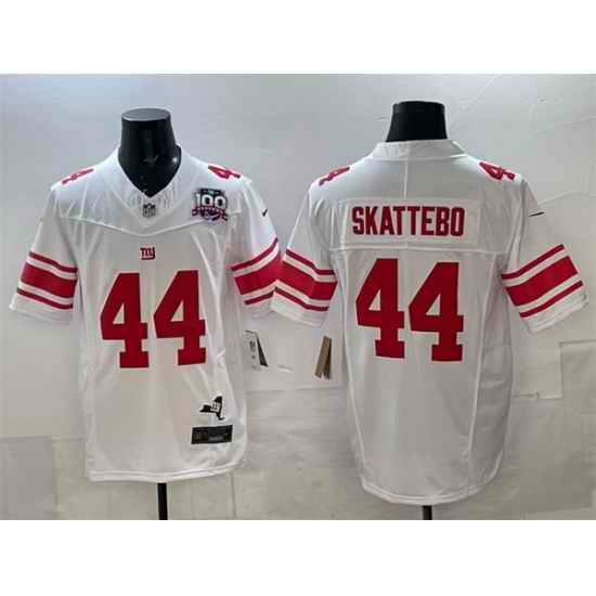 Men New York Giants 44 Cam Skattebo White 2025 Draft F U S E  100th Season 26 State Patch Vapor Limited Stitched Football Jersey