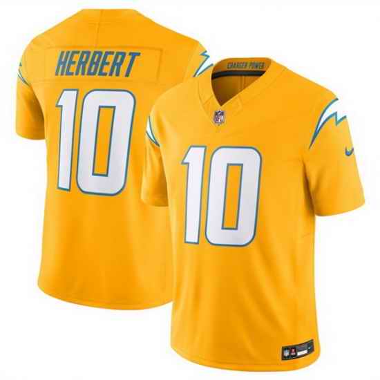 Men Los Angeles Chargers 10 Justin Herbert Gold 2025 F U S E  AlternateVapor Limited Stitched Football Jersey