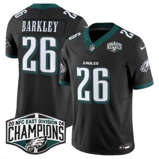 Men Philadelphia Eagles 26 Saquon Barkley Black 2024 New NFC East Champions F U S E  Vapor Untouchable Limited Stitched Football Jersey