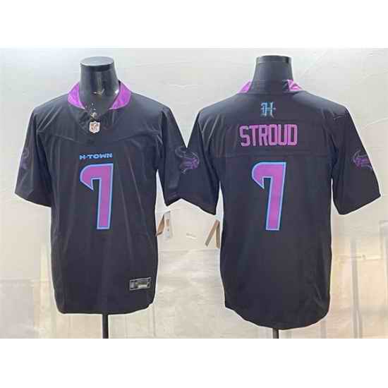 Men Houston Texans 7 C J  Stroud Black F U S E  2025 DJ SCREW Vapor Limited Stitched Football Jersey