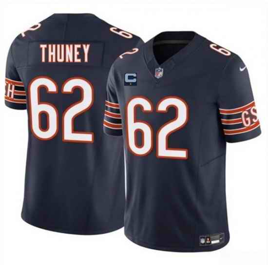 Men Chicago Bears 62 Joe Thuney Navy 2025 F U S E  With 1 Star C Patch Vapor Untouchable Limited Stitched Football Jersey