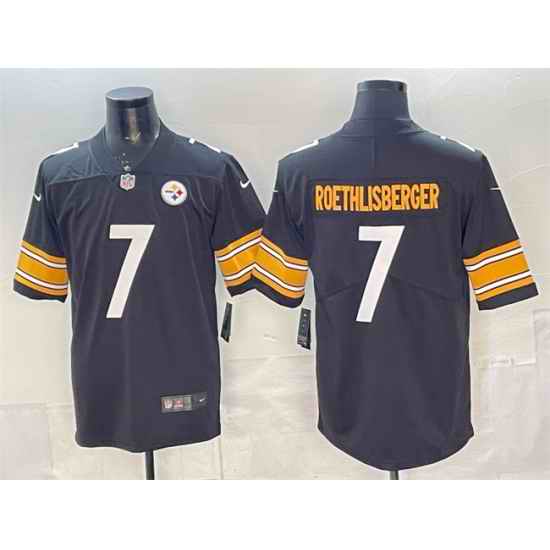 Men Pisttburgn Steelers 7 Ben Roethlisberger Black Vapor Untouchable Limited Stitched Football Jersey