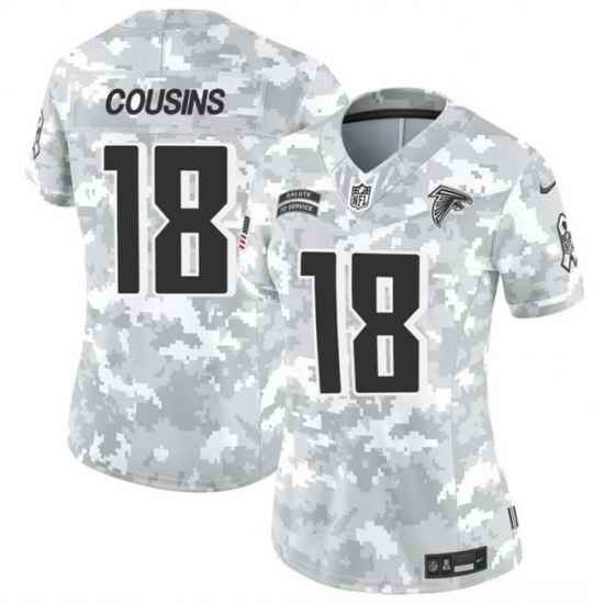 Women Atlanta Falcons 18 Kirk Cousins 2024 F U S E Arctic Camo Salute To Service Limited Stitched Football Jersey