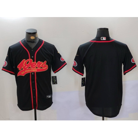 Men San Francisco 49ers Black With Patch Cool Base Stitched Baseball Jersey