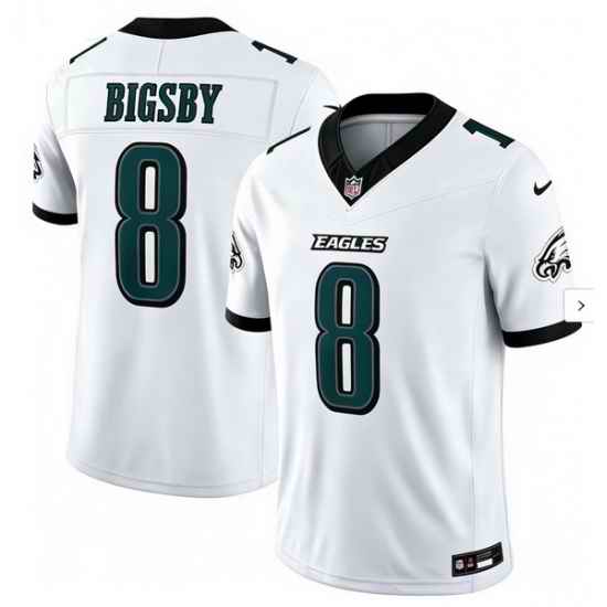 Men Eagles #8 BIGSBY White F U S E Stitched Jersey