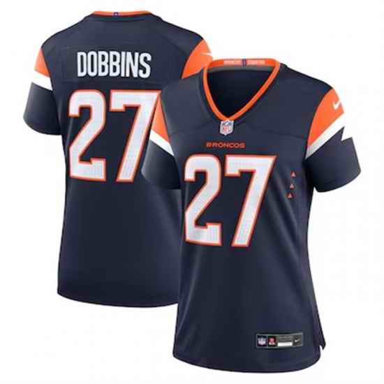 Women Denver Broncos 27 J K  Dobbins Navy 2025 Alternate Stitched Game Jersey