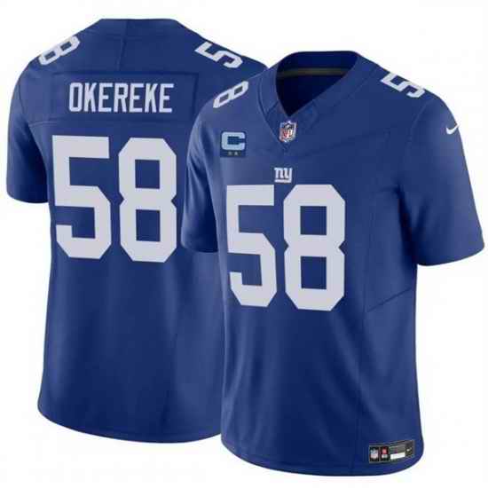 Men New York Giants 58 Bobby Okereke Blue 2025 F U S E  With 2 Star C Patch Vapor Untouchable Limited Stitched Jersey