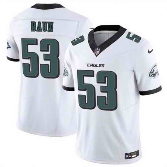 Men Philadelphia Eagles 53 Zack Baun White 2025 F U S E  Vapor Untouchable Limited Stitched Football Jersey 1