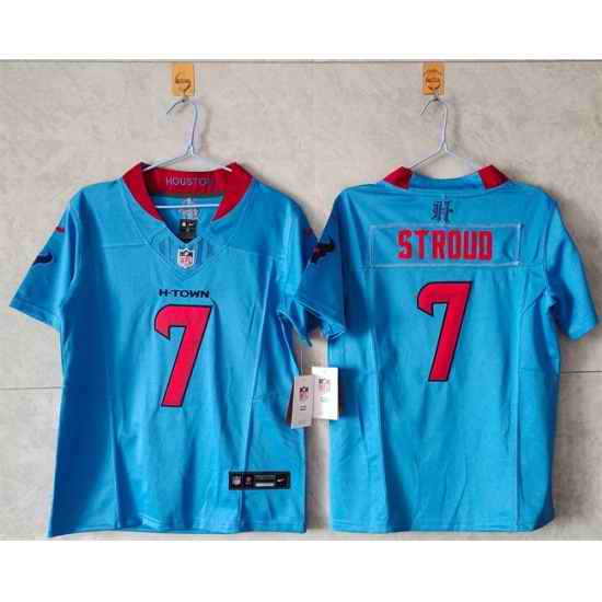 Women Houston Texans 7 C J  Stroud Blue 2024 F U S E Vapor Stitched Jersey