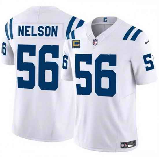 Men Indianapolis Colts 56 Quenton Nelson White 2025 F U S E  With 4 Star C Patch Vapor Limited Stitched Football Jersey