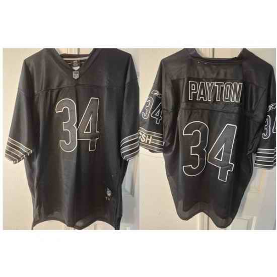 Men Reebok Bears 34 Payton Black Fashion Jersey