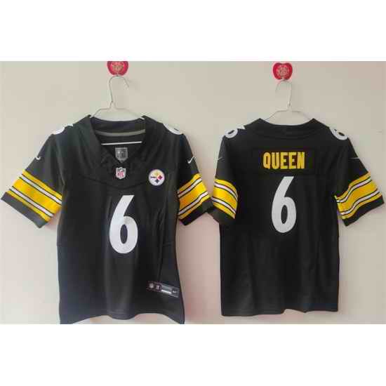 Women Pittsburgh Steelers 6 Patrick Queen F U S E Black Vapor Stitched Football Jersey