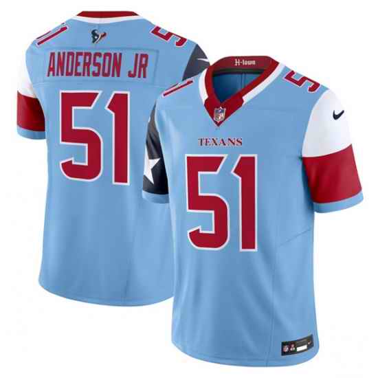 Men Houston Texans 51 Will Anderson Jr  Blue 2024 F U S E  V5 Limited Stitched Football Jersey