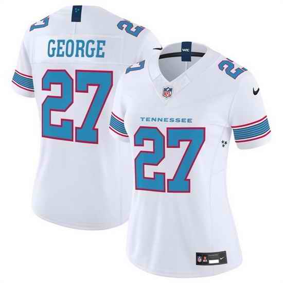 Women Tennessee Titans  27 Eddie George White 2026 F U S E  Vapor Limited Stitched Football Jersey