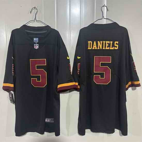 Men Washington Commanders  5 Jayden Daniels Black 2026 Hail Raiser Alternate Vapor Limited Stitched Football Jersey