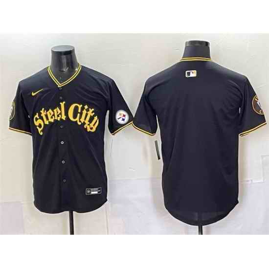 Men Pittsburgh Steelers Blank Black 412 Patch Vapor Premier Limited Stitched Baseball Jersey