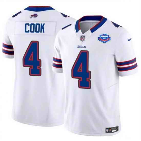 Men Buffalo Bills 4 James Cook White 2025 F U S E  With Farewell Patch Vapor Untouchable Limited Stitched Football Jersey