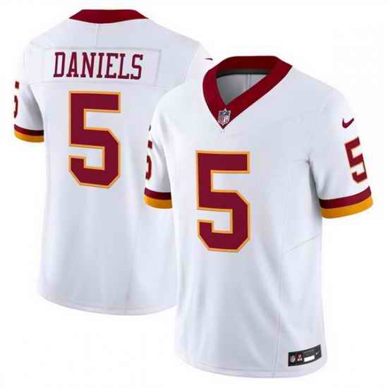 Men Washington Commanders 5 Jayden Daniels White 2025 F U S E  Throwback Vapor Limited Stitched Football Jersey