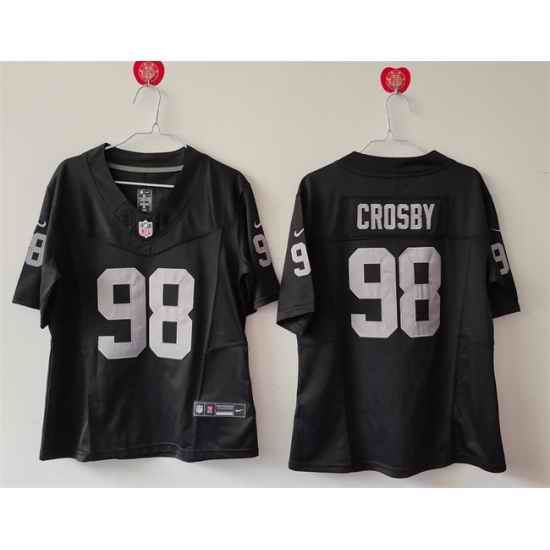 Women Las Vegas Raiders 98 Maxx Crosby Black 2025 F U S E  Vapor Stitched Jersey