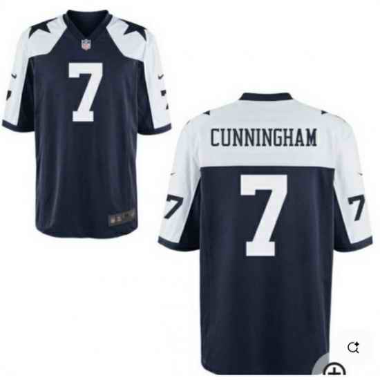 Men Dallas Cowboys Randall Cunningham #7 Navy Blue Thanksgiving Throwback Jersey