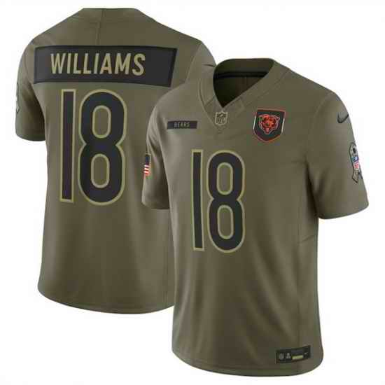 Men Chicago Bears 18 Caleb Williams Olive 2025 Salute to Service Limited Stitched Football Jersey