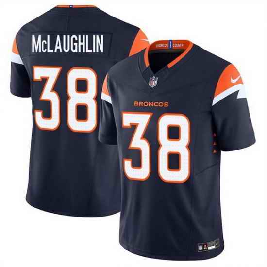 Men Denver Broncos 38 Jaleel McLaughlin Navy F U S E  Vapor Limited Stitched Football Jersey