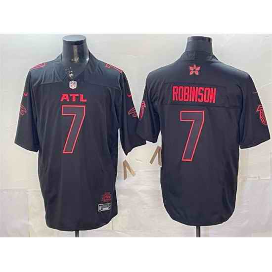 Men Atlanta Falcons 7 Bijan Robinson Black 2025 F U S E   Stranger Things Edition Vapor Limited Stitched Football Jersey