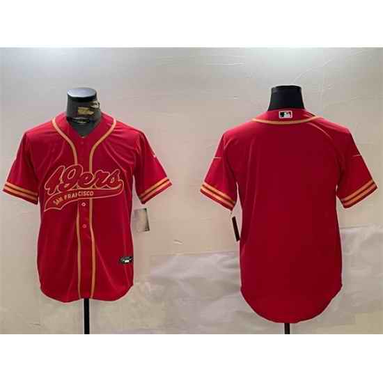 Men San Francisco 49ers Blank Red Cool Base Stitched Baseball Jersey