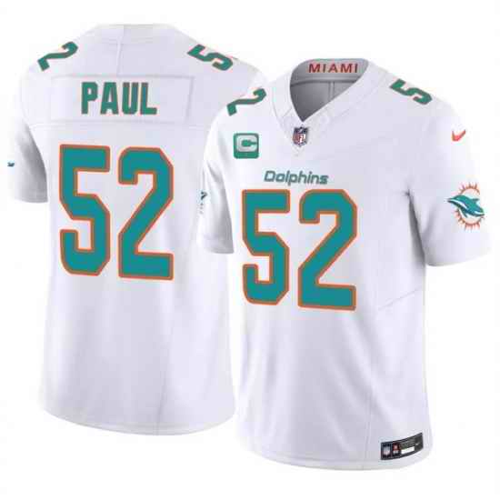 Men Miami Dolphins 52 Patrick Paul White 2026 F U S E 1 Star C Patch Vapor Limited Stitched Football Jersey
