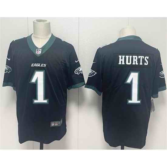 Men Philadelphia Eagles 1 Jalen Hurts Black 2024 New Vapor Untouchable Limited Stitched Football Jersey