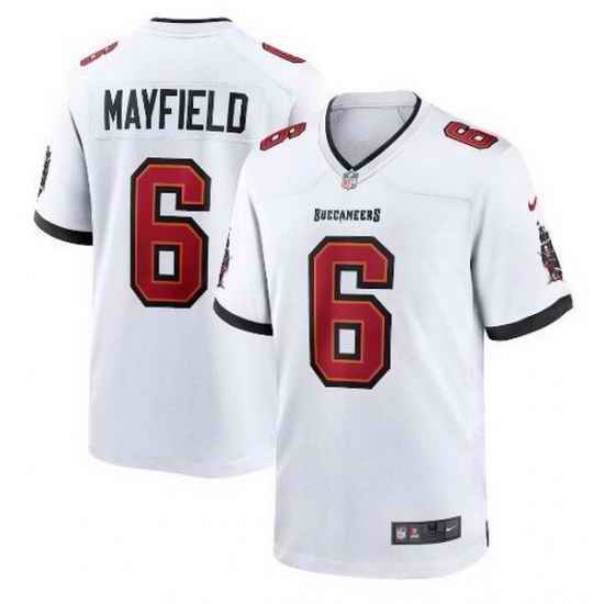 Men Tampa Bay Buccaneers 6 Baker Mayfield White Stitched Game Jersey