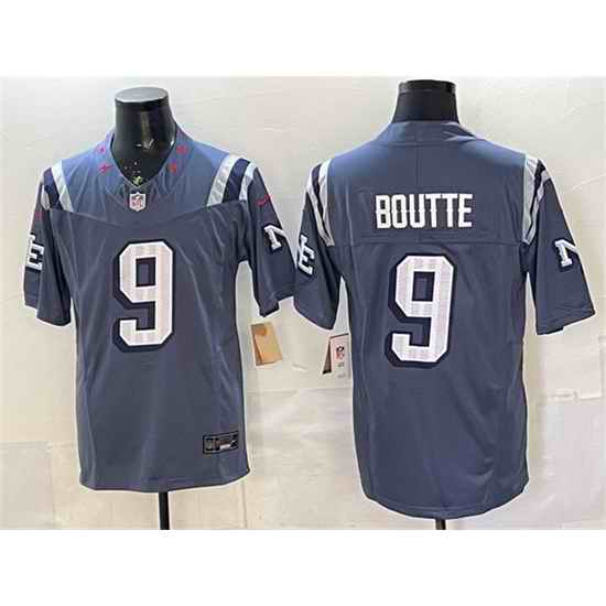 Men New England Patriots 9 Kayshon Boutte Storm Blue 2025 F U S E   Rivalries Vapor Limited Stitched Football Jersey