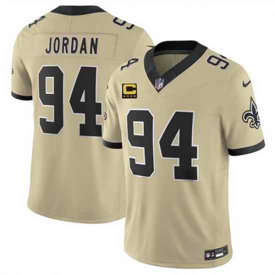 Men New Orleans Saints 94 Cam Jordan Gold 2025 F U S E  With 4 Star C Patch Alternate Vapor Limited Stitched Football Jersey