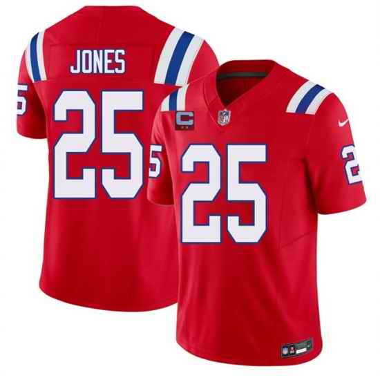 Men New England Patriots 25 Marcus Jones Red 2026 F U S E 2 Star C Pach Vapor Limited Stitched Football Jersey