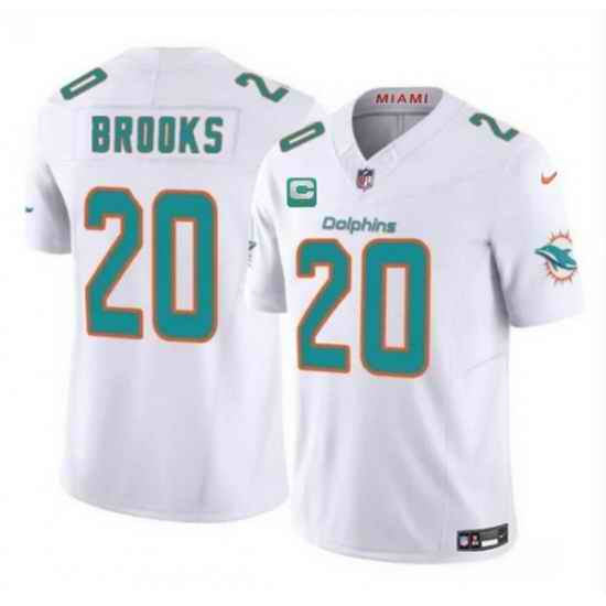 Men Miami Dolphins 20 Jordyn Brooks White 2025 F U S E  With 1 Star C Patch Vapor Limited Stitched Football Jersey